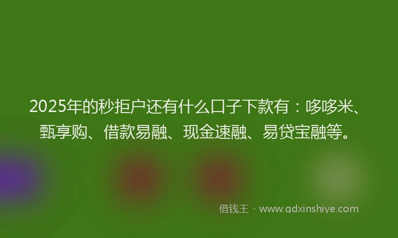 2025年的秒拒户还有什么口子下款有：哆哆米、甄享购、借款易融、现金速融、易贷宝融等。