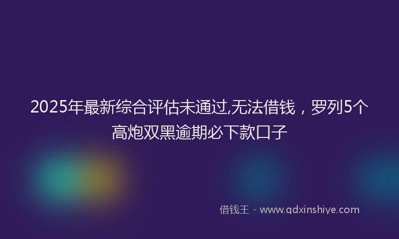 2025年最新综合评估未通过,无法借钱，罗列5个高炮双黑逾期必下款口子