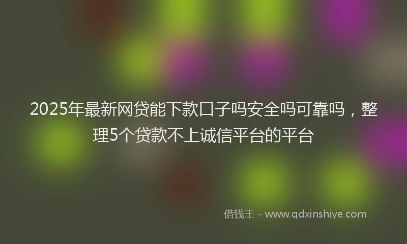 2025年最新网贷能下款口子吗安全吗可靠吗，整理5个贷款不上诚信平台的平台