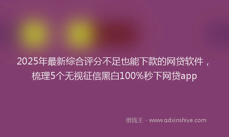 2025年最新综合评分不足也能下款的网贷软件，梳理5个无视征信黑白100%秒下网贷app
