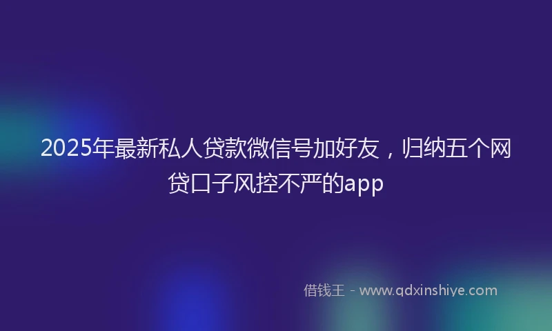 2025年最新私人贷款微信号加好友，归纳五个网贷口子风控不严的app