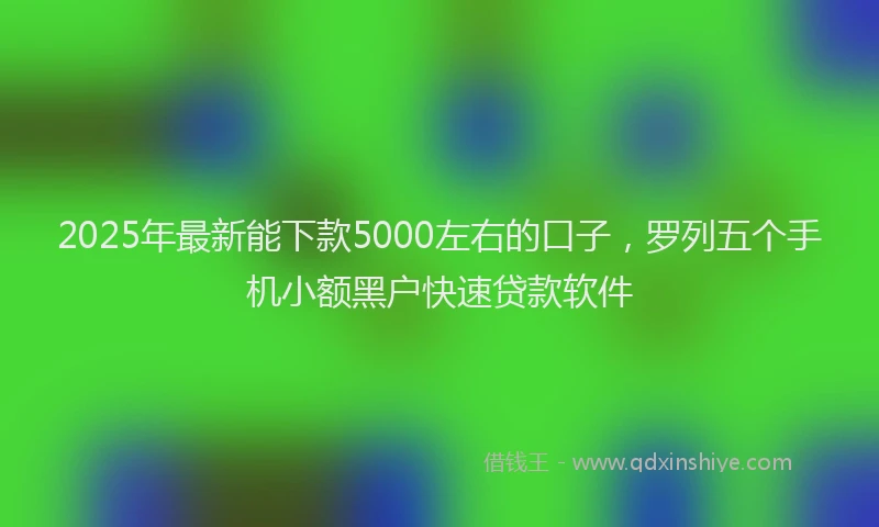 2025年最新能下款5000左右的口子，罗列五个手机小额黑户快速贷款软件