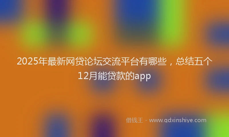 2025年最新网贷论坛交流平台有哪些，总结五个12月能贷款的app