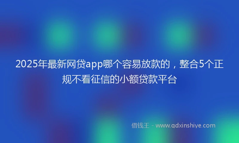 2025年最新网贷app哪个容易放款的，整合5个正规不看征信的小额贷款平台