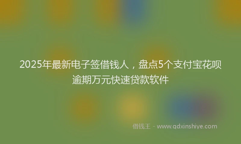 2025年最新电子签借钱人，盘点5个支付宝花呗逾期万元快速贷款软件