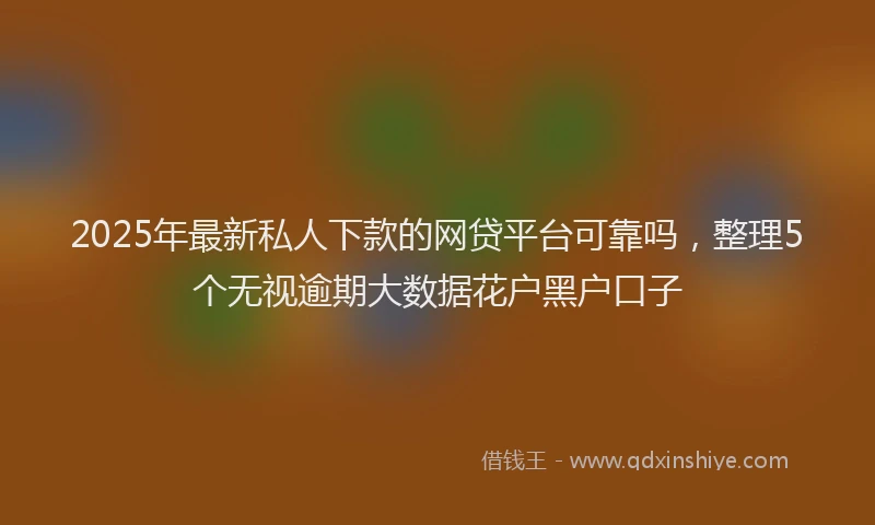 2025年最新私人下款的网贷平台可靠吗，整理5个无视逾期大数据花户黑户口子