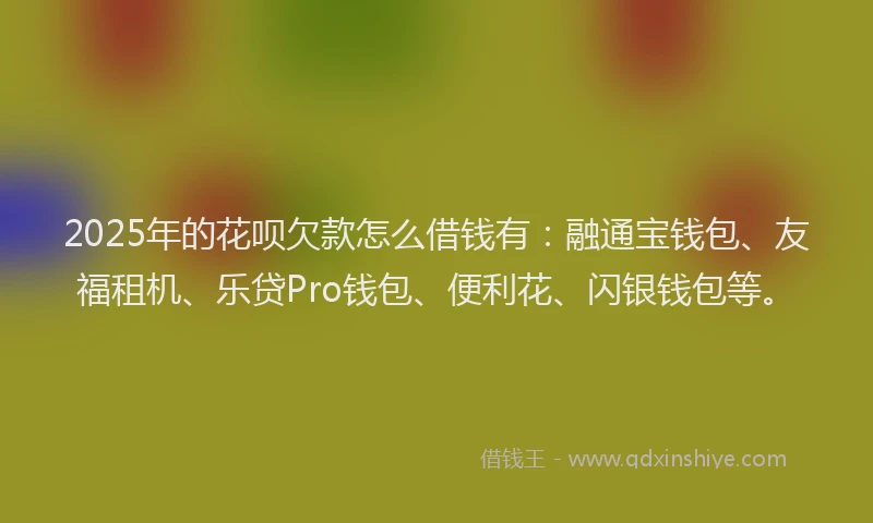 2025年的花呗欠款怎么借钱有：融通宝钱包、友福租机、乐贷Pro钱包、便利花、闪银钱包等。