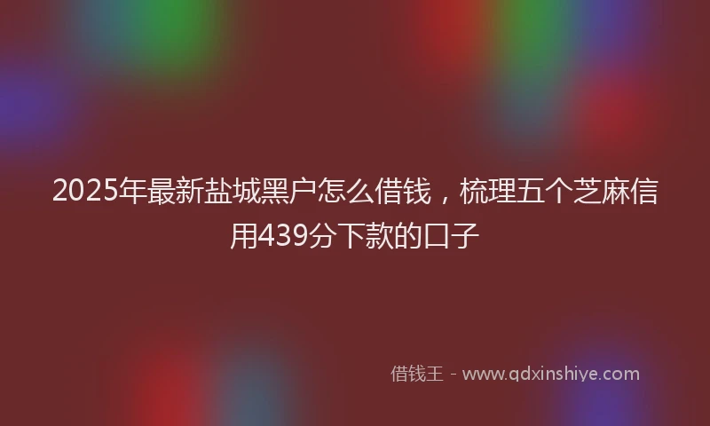 2025年最新盐城黑户怎么借钱，梳理五个芝麻信用439分下款的口子
