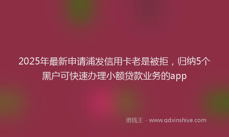 2025年最新申请浦发信用卡老是被拒，归纳5个黑户可快速办理小额贷款业务的app