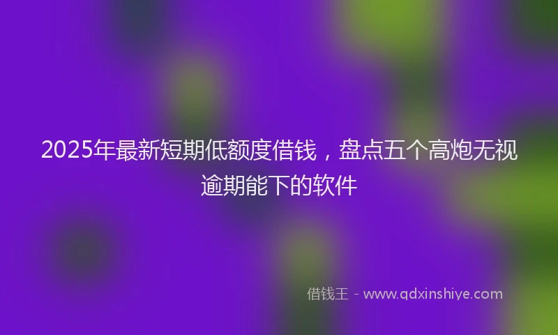 2025年最新短期低额度借钱，盘点五个高炮无视逾期能下的软件