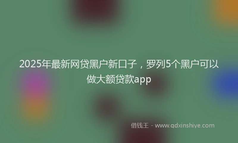 2025年最新网贷黑户新口子，罗列5个黑户可以做大额贷款app