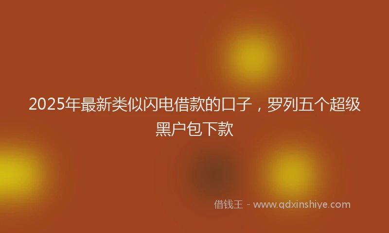 2025年最新类似闪电借款的口子，罗列五个超级黑户包下款