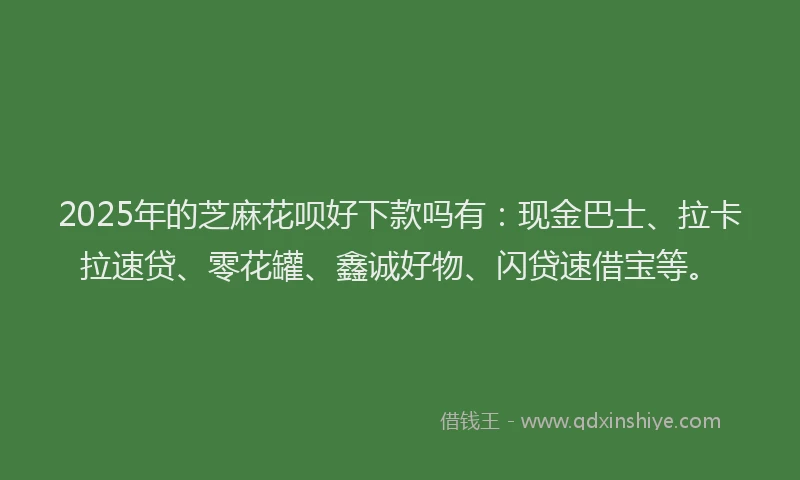 2025年的芝麻花呗好下款吗有：现金巴士、拉卡拉速贷、零花罐、鑫诚好物、闪贷速借宝等。