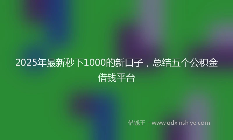 2025年最新秒下1000的新口子，总结五个公积金借钱平台