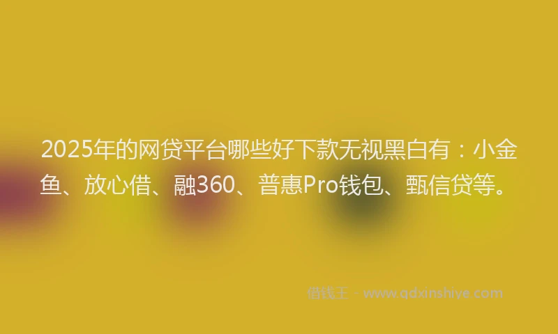 2025年的网贷平台哪些好下款无视黑白有：小金鱼、放心借、融360、普惠Pro钱包、甄信贷等。
