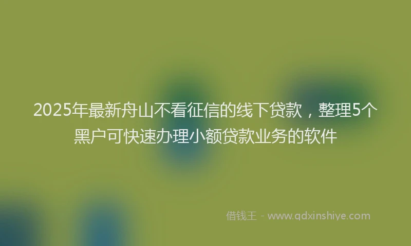 2025年最新舟山不看征信的线下贷款，整理5个黑户可快速办理小额贷款业务的软件