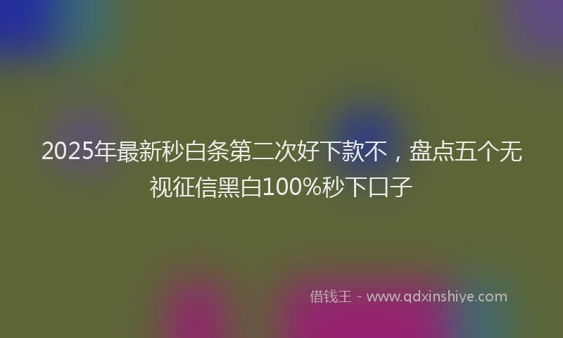 2025年最新秒白条第二次好下款不，盘点五个无视征信黑白100%秒下口子