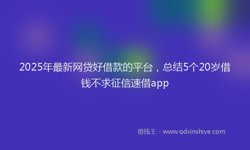 2025年最新网贷好借款的平台，总结5个20岁借钱不求征信速借app