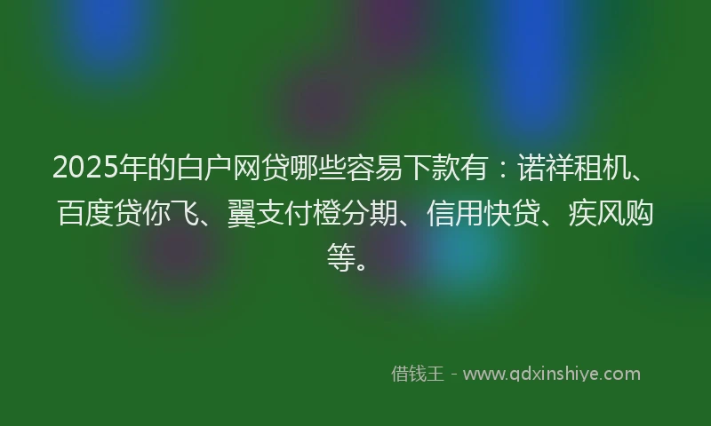 2025年的白户网贷哪些容易下款有：诺祥租机、百度贷你飞、翼支付橙分期、信用快贷、疾风购等。