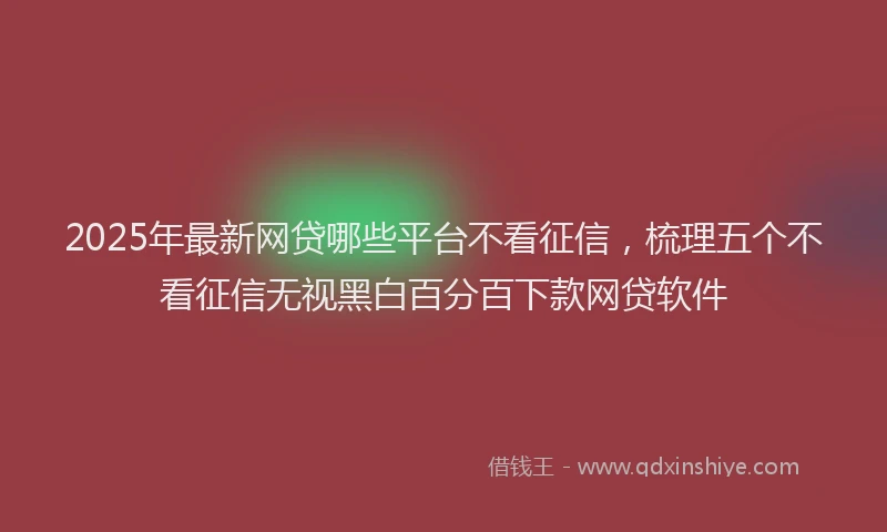 2025年最新网贷哪些平台不看征信，梳理五个不看征信无视黑白百分百下款网贷软件