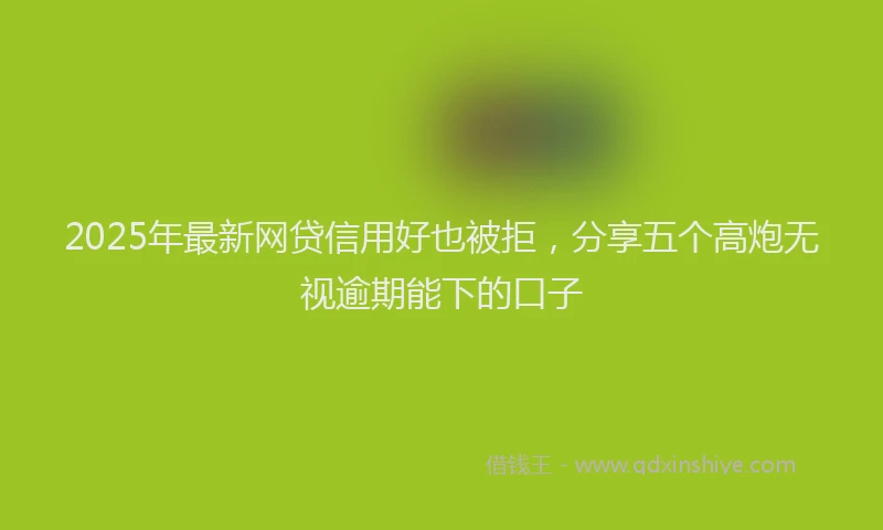 2025年最新网贷信用好也被拒，分享五个高炮无视逾期能下的口子