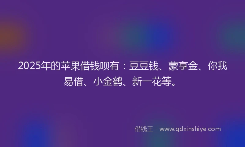 2025年的苹果借钱呗有：豆豆钱、蒙享金、你我易借、小金鹤、新一花等。