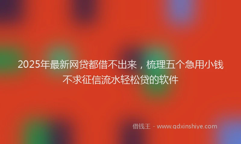 2025年最新网贷都借不出来，梳理五个急用小钱不求征信流水轻松贷的软件