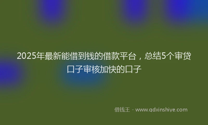 2025年最新能借到钱的借款平台，总结5个审贷口子审核加快的口子