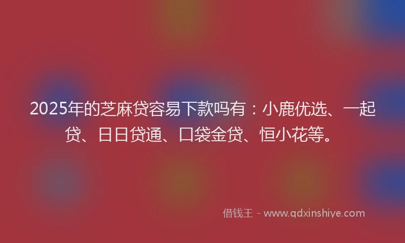 2025年的芝麻贷容易下款吗有：小鹿优选、一起贷、日日贷通、口袋金贷、恒小花等。