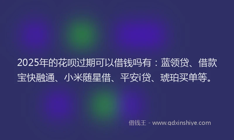 2025年的花呗过期可以借钱吗有：蓝领贷、借款宝快融通、小米随星借、平安i贷、琥珀买单等。