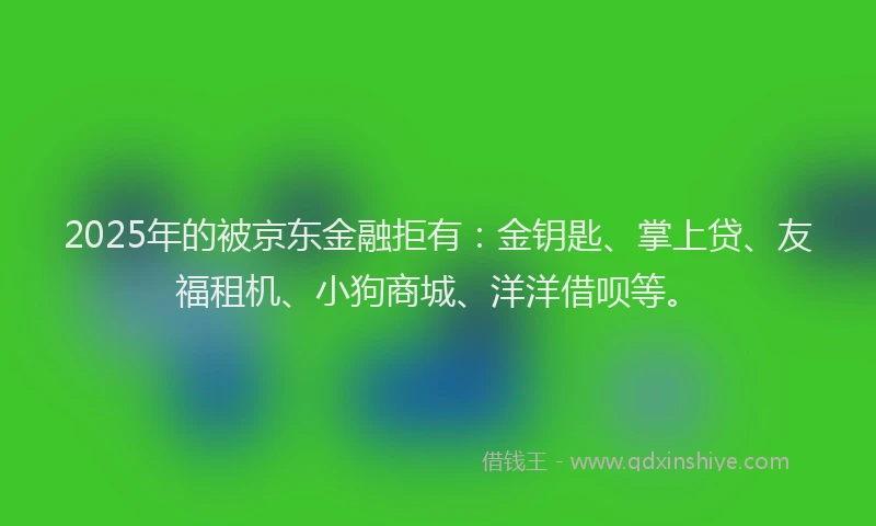2025年的被京东金融拒有：金钥匙、掌上贷、友福租机、小狗商城、洋洋借呗等。