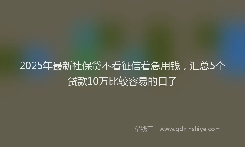 2025年最新社保贷不看征信着急用钱，汇总5个贷款10万比较容易的口子