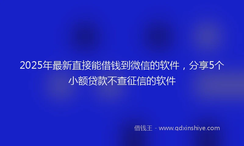 2025年最新直接能借钱到微信的软件，分享5个小额贷款不查征信的软件