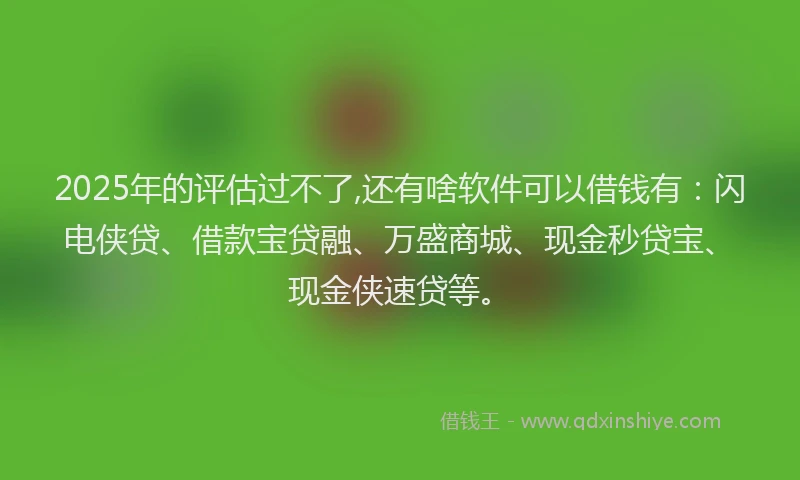 2025年的评估过不了,还有啥软件可以借钱有：闪电侠贷、借款宝贷融、万盛商城、现金秒贷宝、现金侠速贷等。