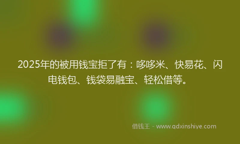 2025年的被用钱宝拒了有：哆哆米、快易花、闪电钱包、钱袋易融宝、轻松借等。