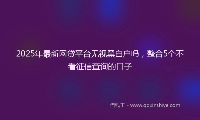 2025年最新网贷平台无视黑白户吗，整合5个不看征信查询的口子