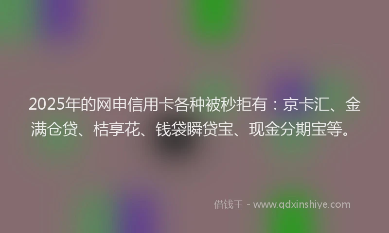 2025年的网申信用卡各种被秒拒有：京卡汇、金满仓贷、桔享花、钱袋瞬贷宝、现金分期宝等。
