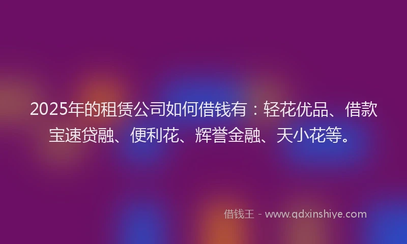 2025年的租赁公司如何借钱有：轻花优品、借款宝速贷融、便利花、辉誉金融、天小花等。