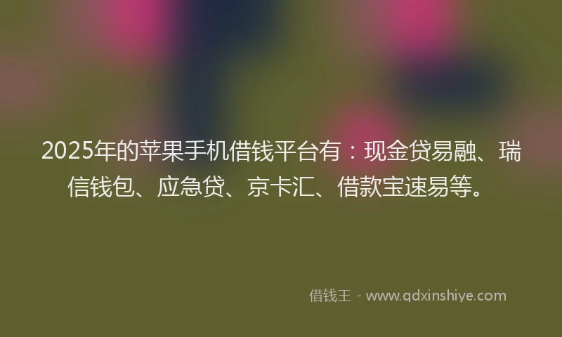 2025年的苹果手机借钱平台有：现金贷易融、瑞信钱包、应急贷、京卡汇、借款宝速易等。