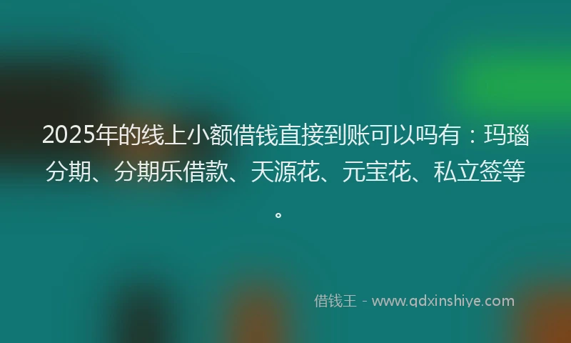 2025年的线上小额借钱直接到账可以吗有：玛瑙分期、分期乐借款、天源花、元宝花、私立签等。
