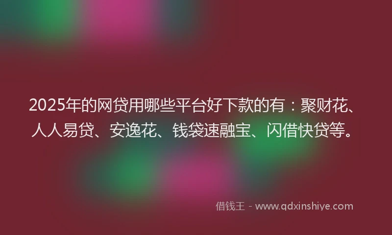 2025年的网贷用哪些平台好下款的有：聚财花、人人易贷、安逸花、钱袋速融宝、闪借快贷等。