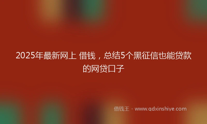 2025年最新网上 借钱，总结5个黑征信也能贷款的网贷口子
