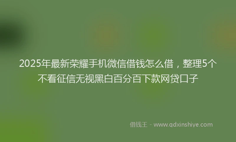 2025年最新荣耀手机微信借钱怎么借，整理5个不看征信无视黑白百分百下款网贷口子