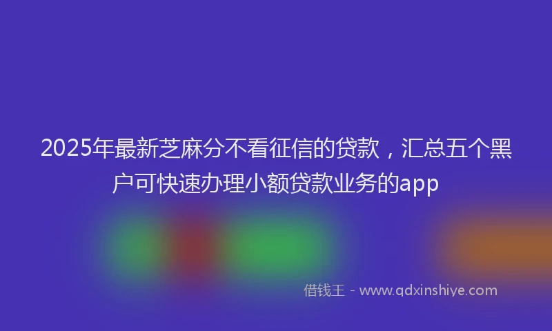 2025年最新芝麻分不看征信的贷款，汇总五个黑户可快速办理小额贷款业务的app