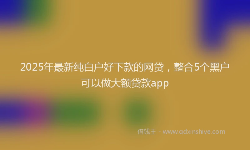 2025年最新纯白户好下款的网贷，整合5个黑户可以做大额贷款app