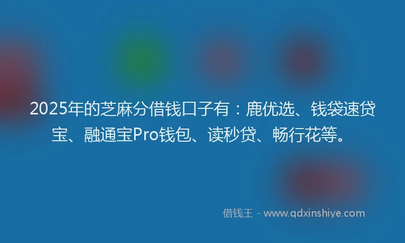 2025年的芝麻分借钱口子有：鹿优选、钱袋速贷宝、融通宝Pro钱包、读秒贷、畅行花等。