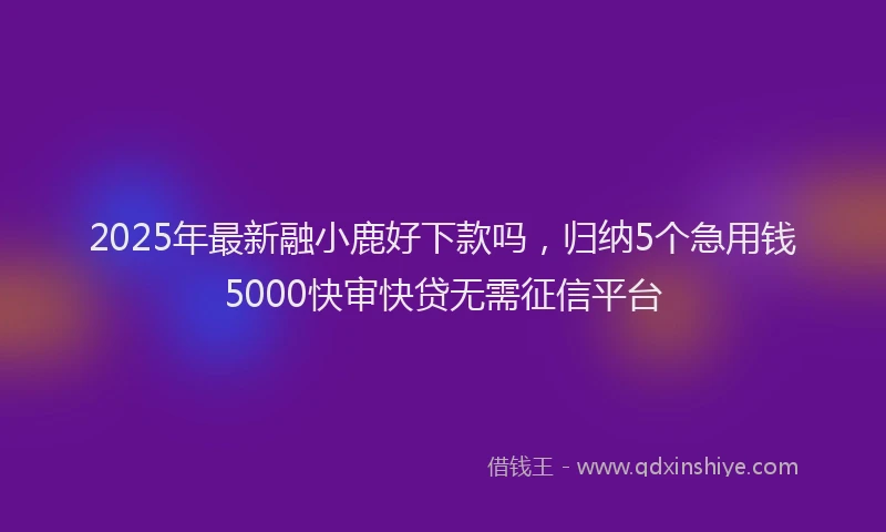 2025年最新融小鹿好下款吗，归纳5个急用钱5000快审快贷无需征信平台
