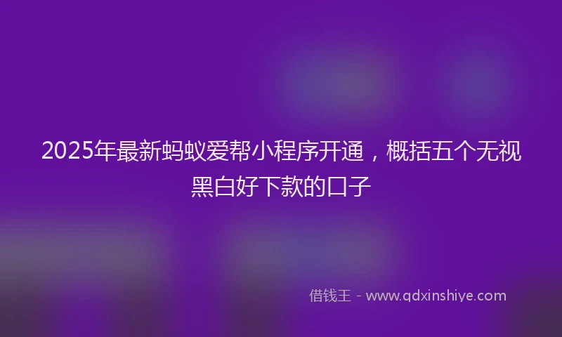 2025年最新蚂蚁爱帮小程序开通，概括五个无视黑白好下款的口子