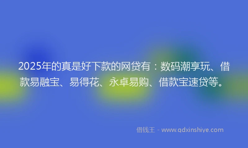 2025年的真是好下款的网贷有：数码潮享玩、借款易融宝、易得花、永卓易购、借款宝速贷等。