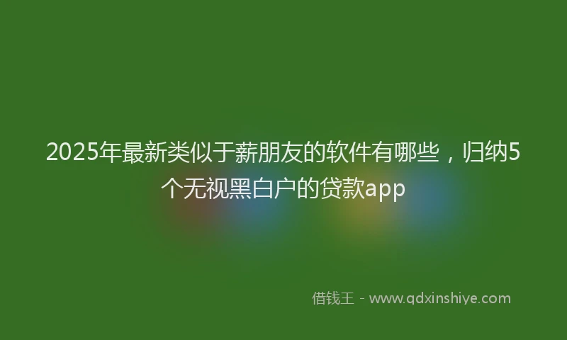 2025年最新类似于薪朋友的软件有哪些，归纳5个无视黑白户的贷款app